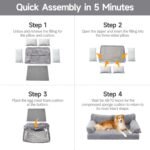 MEWOOFUN Orthopedic Dog Bed For Medium Dogs - Waterproof Pet Sofa With Supportive Foam, 35.4x25.6x11.8 Inch Washable Cover & Non-Slip Bottom, Grey - Image 4