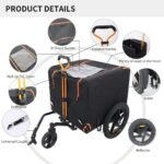 Foldable Pet Jogging Stroller Dog Carriers Bicycle Trailer Pet Dog Cat Bike Trailer Orange And Black - Ideal For Small Pets - Image 5