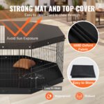 VEVOR Dog Playpen, 8 Panels Foldable Metal Dog Exercise Pen With Top Cover And Bottom Pad, 24in H Pet Fence Puppy Crate Kennel, Indoor Outdoor Dog Pen For Small Medium Pets, For Camping, Yard - Image 2