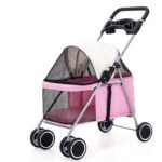 Cat Outdoor Portable Folding Pet Stroller Car Dog Cat Pika Small Lightweight Carriage - Image 4