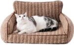 Mewoo Orthopedic Cat Couch For Indoor Cats - 26x19x11.8 Inch Pet Bed With Removable Washable Cover & Non-Slip Bottom, Small Dog Bed For Puppies, Brown - Image 4