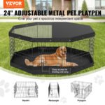VEVOR Dog Playpen, 8 Panels Foldable Metal Dog Exercise Pen With Top Cover And Bottom Pad, 24in H Pet Fence Puppy Crate Kennel, Indoor Outdoor Dog Pen For Small Medium Pets, For Camping, Yard - Image 3
